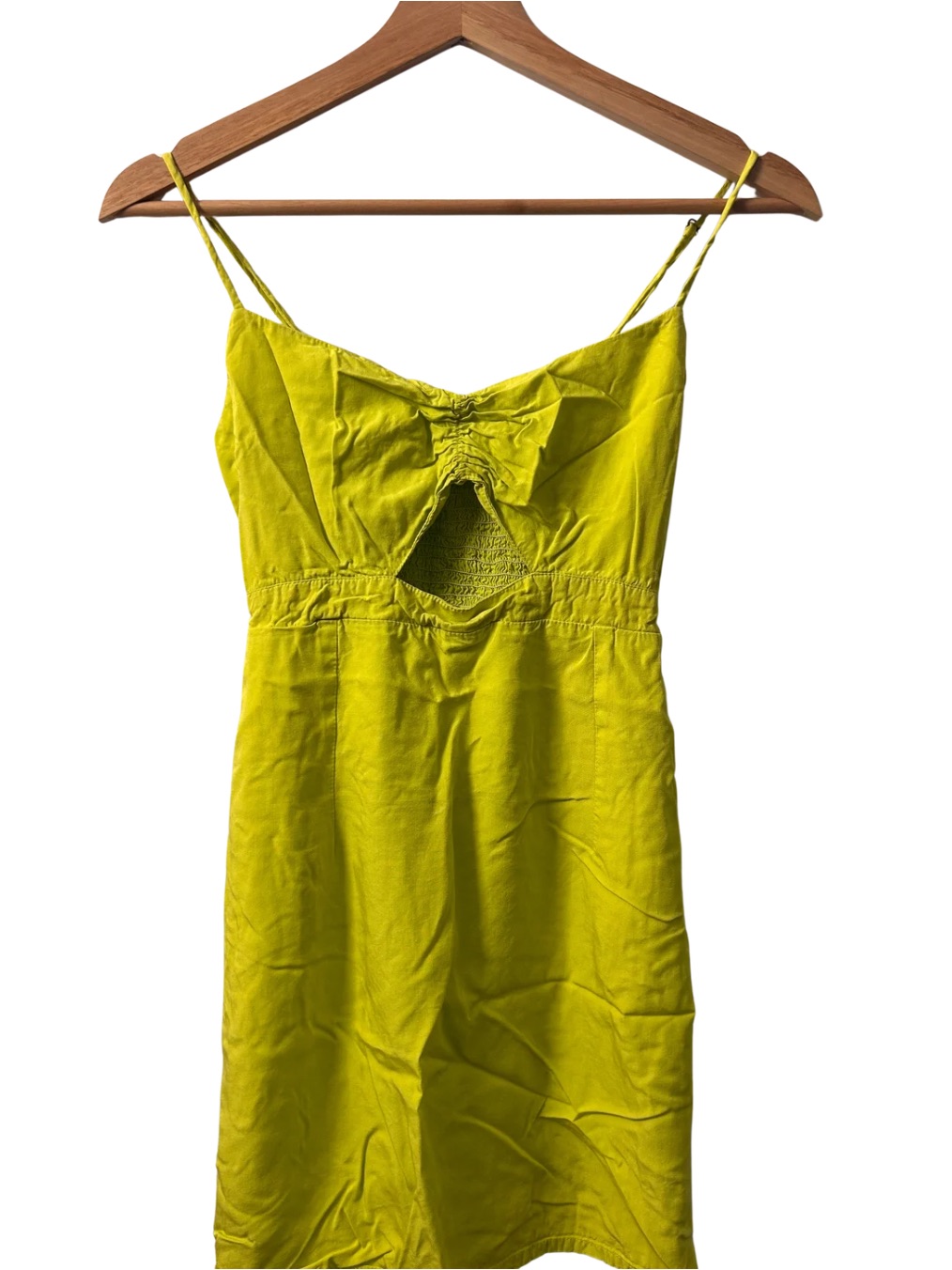 Lime Green Spaghetti Strap Cutout Dress